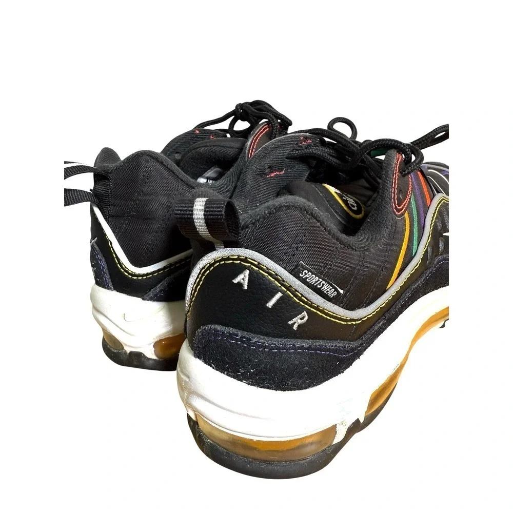 Nike Air Max 98 Womens 9 Pre-Owned Sneakers Black Multi Color BHM CI1901-023